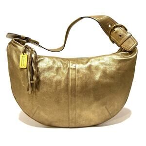 NEW Coach Soho Y2K Goat Suede Dust Metallic Gold Hobo Bag 3673 NWOT